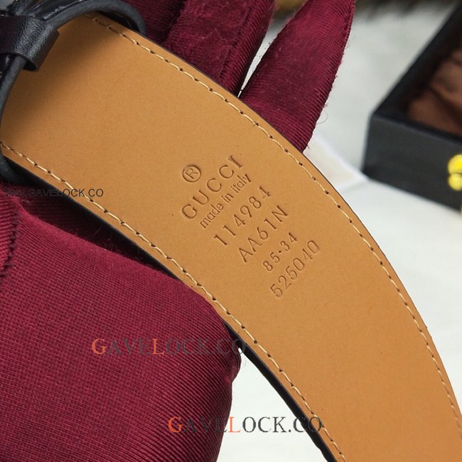 Gucci Black Leather Belt Two Tone with Double G Buckle